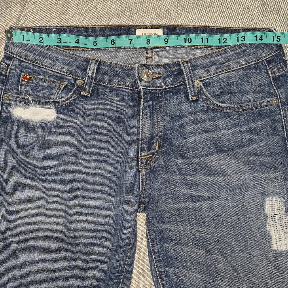 ​Hudson Ferris Flare Jeans Distressed Blue Denim Size 27